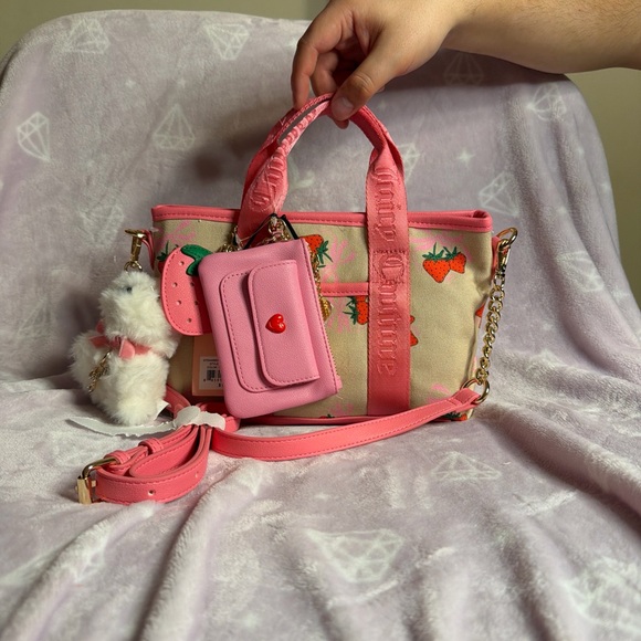 Juicy Couture Handbags - Juicy couture Strawberry Canvas Tote Bag with Card Wallet